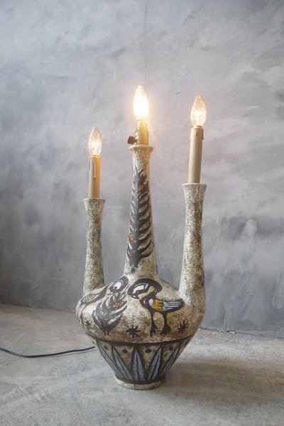 画像1: アンティーク　陶器製　テーブルランプ  (1)