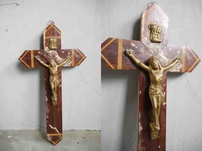 画像1: アンティーク　キリスト　十字架　壁掛けオブジェ　B