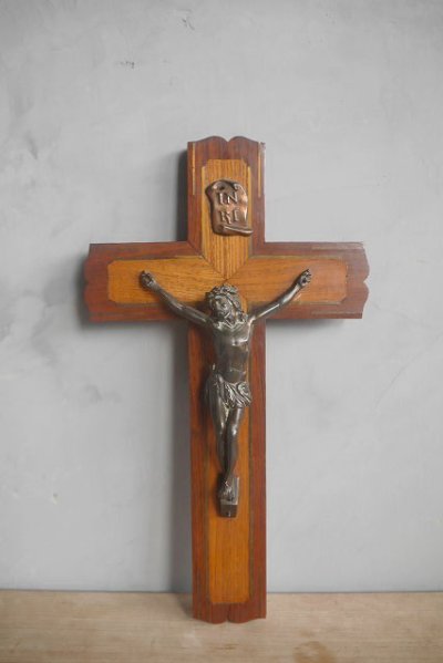 画像1: アンティーク　キリスト　十字架　壁掛けオブジェ