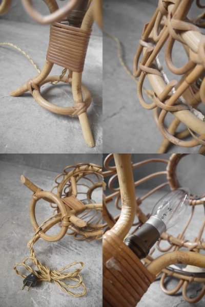 画像3: アンティーク　ラタン製　テーブルランプ