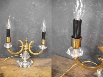 画像2: アンティーク　ブラス製　2灯テーブルランプ 