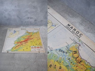 画像1: アンティーク　フランス製　 ALGERIE & MAROC　MAP