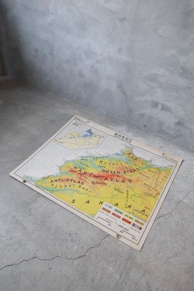 画像1: アンティーク　フランス製　 ALGERIE & MAROC　MAP (1)