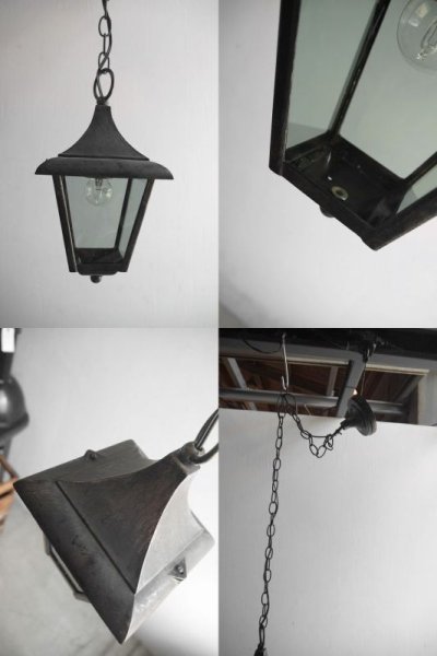 画像2: アンティーク　ガラス×メタル　1灯吊り下げランプ