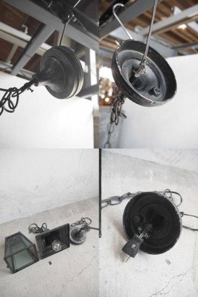 画像3: アンティーク　ガラス×メタル　1灯吊り下げランプ