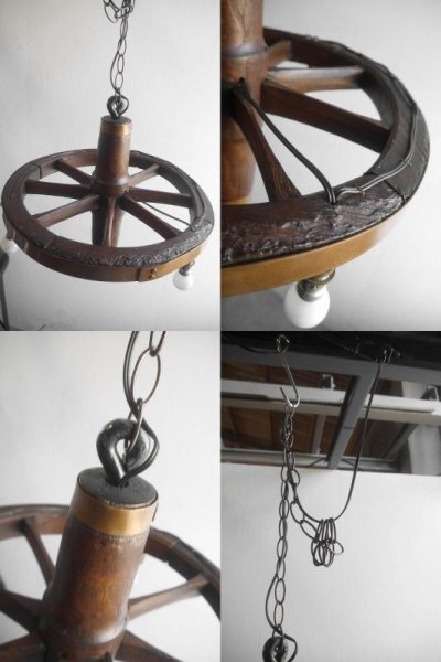 画像3: アンティーク　車輪型　3灯吊り下げランプ