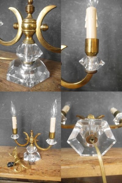 画像3: アンティーク　ブラス製　2灯テーブルランプ 