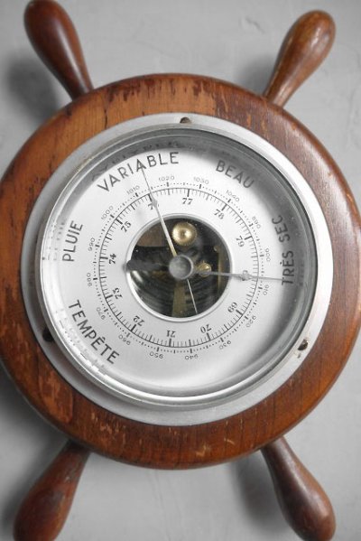 画像1: アンティーク　舵輪型　温度計オブジェ