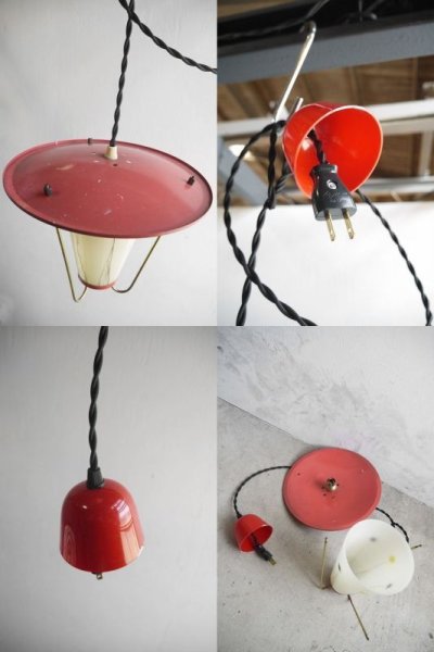 画像3: アンティーク　メタル×ガラスシェード　吊り下げランプ