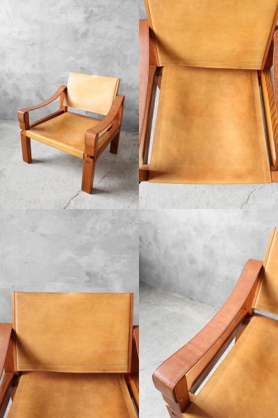 画像1: アンティーク　Pierre Chapo　ModelS10　SAHARA　Leather Armchair　B