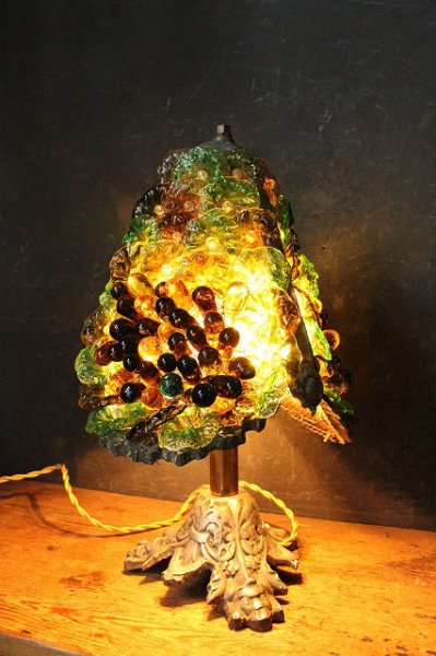 画像1: アンティーク　Murano Glass　3灯テーブルランプ (1)