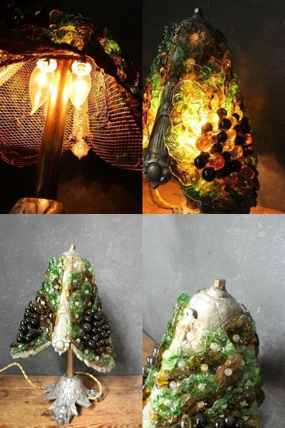画像2: アンティーク　Murano Glass　3灯テーブルランプ