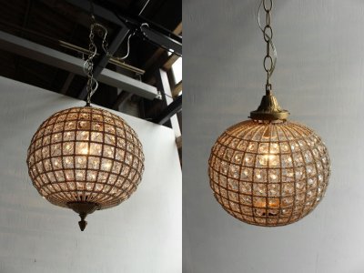 画像1: アンティーク調　ガラス装飾　1灯シャンデリア　小
