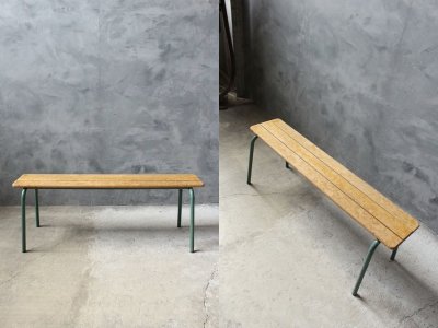 画像1: アンティーク メタル×ウッドべンチ　C