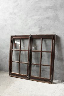 アンティーク　窓　ガラス　2枚セット タH0001◇【H93cm×W90cm】×2枚◇アンティーク◇ゆらゆらガラスの