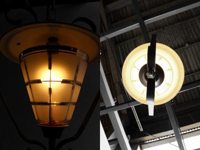 画像2: アンティーク　ガラス×メタル　1灯吊り下げランプ　A