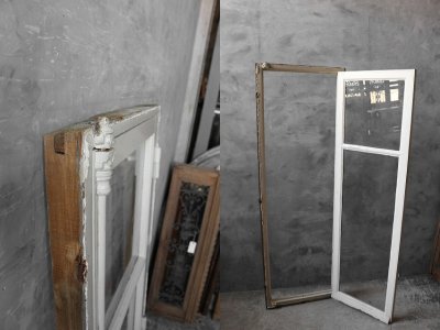 画像2: アンティーク ガラス窓枠 枠付き1枚 D