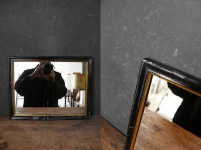 画像1: アンティーク　ブラックフレーム　ウォール　ミラー　C