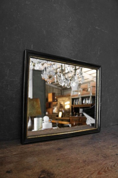 画像1: アンティーク　ブラックフレーム　ウォール　ミラー　B (1)