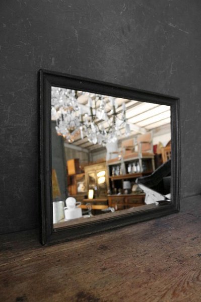 画像1: アンティーク　ブラックフレーム　ウォール　ミラー　A (1)