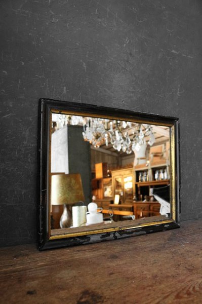 画像1: アンティーク　ブラックフレーム　ウォール　ミラー　C (1)