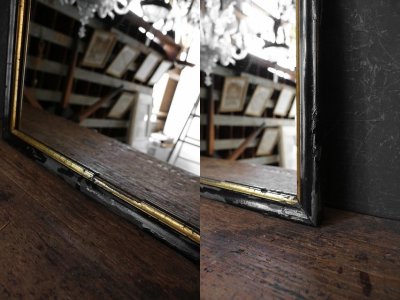 画像2: アンティーク　ブラックフレーム　ウォール　ミラー　C