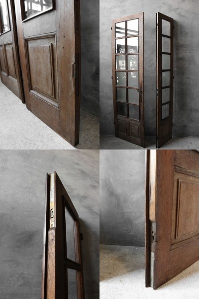 画像3: アンティーク　大型　ガラス×ウッドドアセット　Ｂ