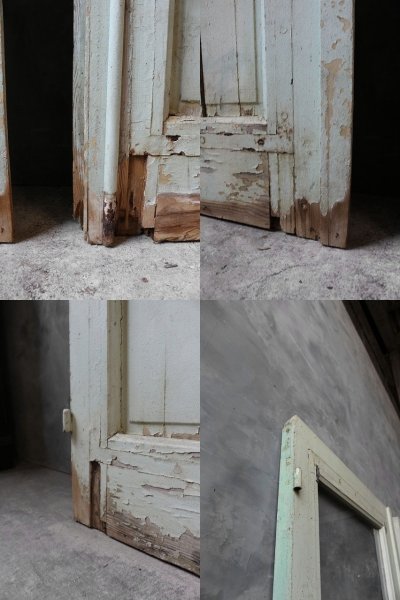 画像3: アンティーク 大型 ガラス×ウッドドアセット