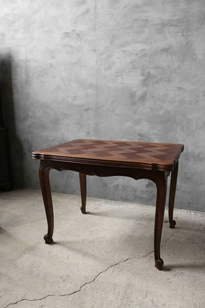 画像1: アンティーク　モザイク模様　ドローリーフテーブル (1)